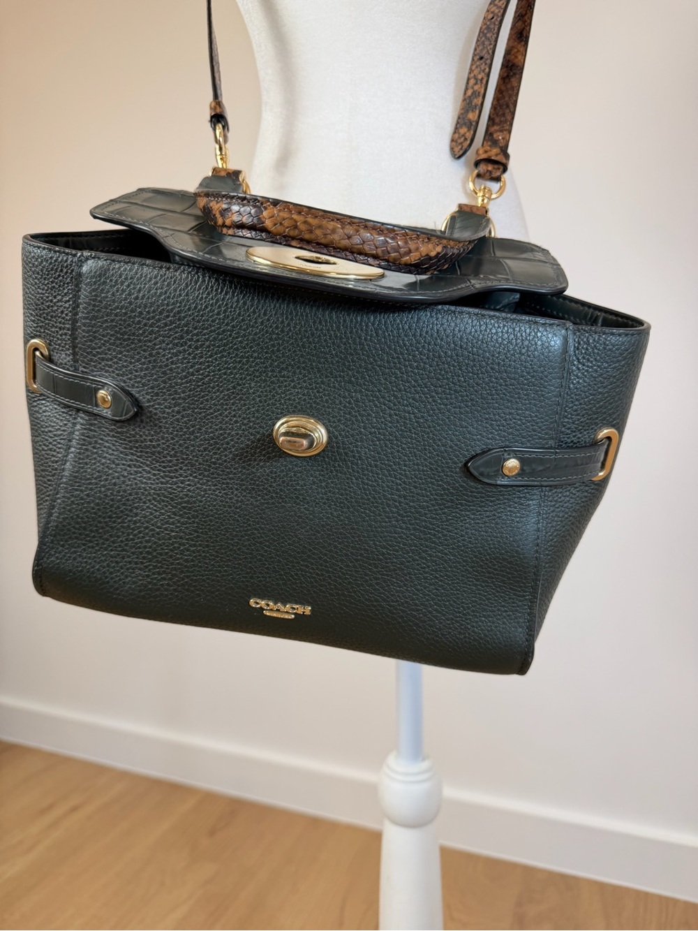Coach Blake Flap Carryall with Croc-Flap and Snake-Print Handles - Picture 6 of 10